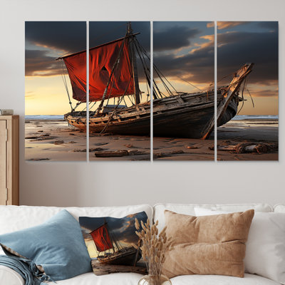 Amayrany - Boat Wall Art For Living Room 4 Piece