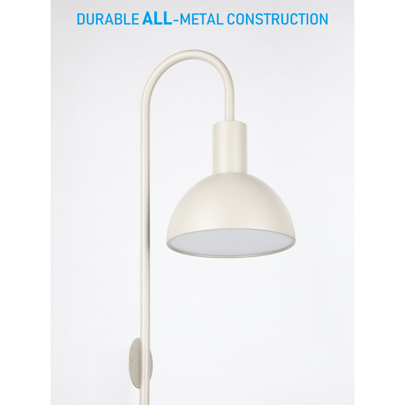 Applique murale enfichable 26 po, lampe murale d'intérieur en métal, lampe murale avec interrupteur marche / arrêt pour le salon, base E26 de 20 W maximum, ampoule non incluse, ivoire