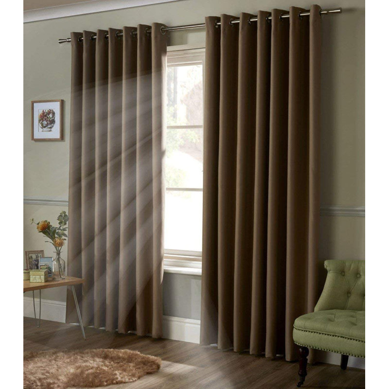 Bigham Blackout Eyelet Curtains, Charcoal, 229 W x 229 D cm
