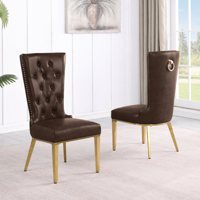 Chaises de salle à manger Leathaire avec garniture cloutée