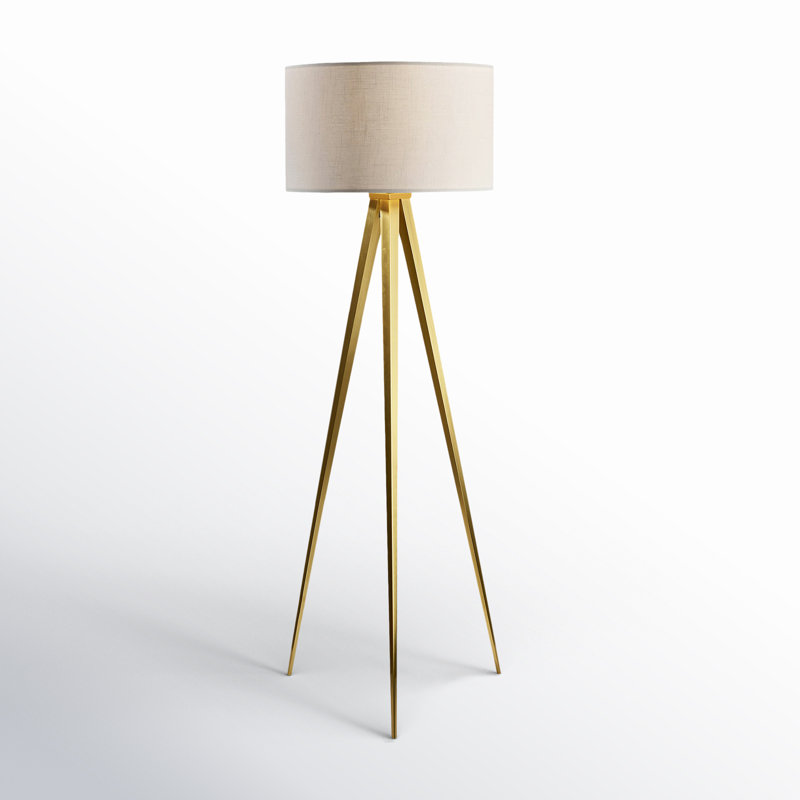 Lampe sur pied 61,5 po Cas, Laiton antique, Beige
