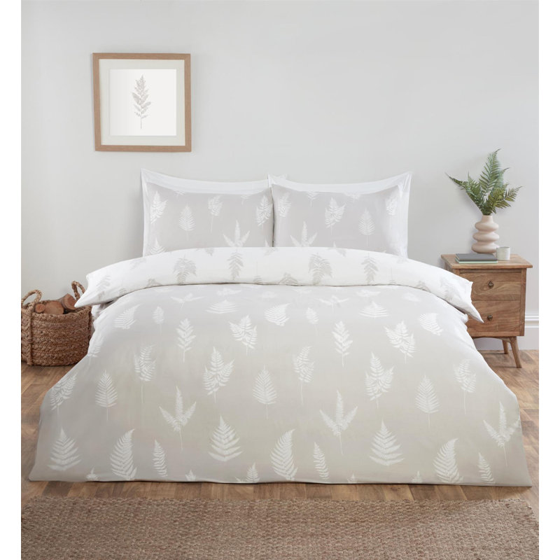 Fern Multi Complete Set Microfiber Floral Duvet Cover Set with Pillowcases Included, Double Duvet Cover + 3 Additional Pieces