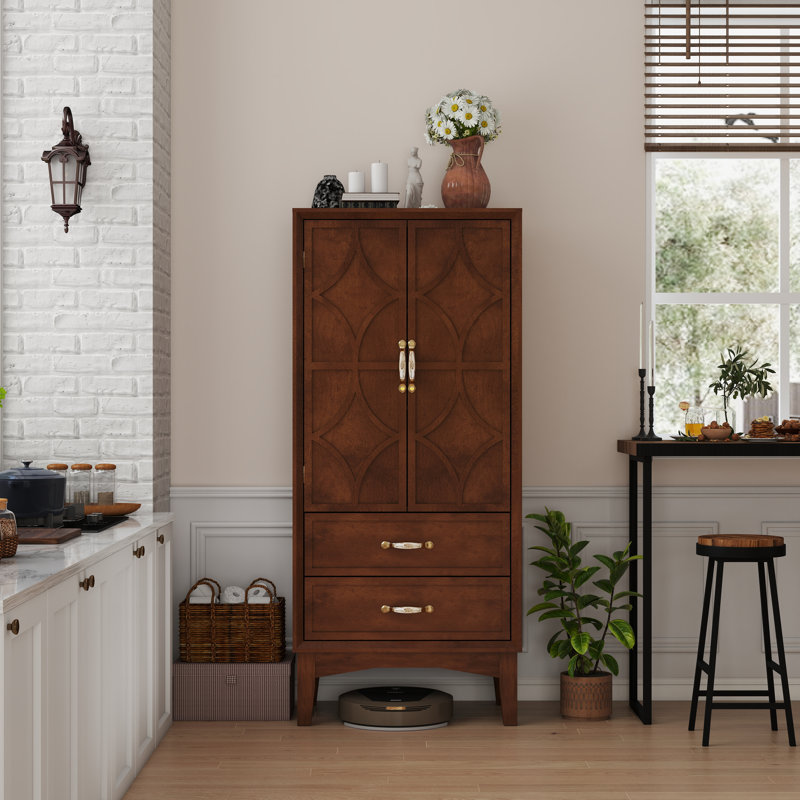 Armoire de 53,5 po de style Mid-Century moderne avec rangement rétro avec portes et tiroirs pour cuisine, salon, couloir et garage