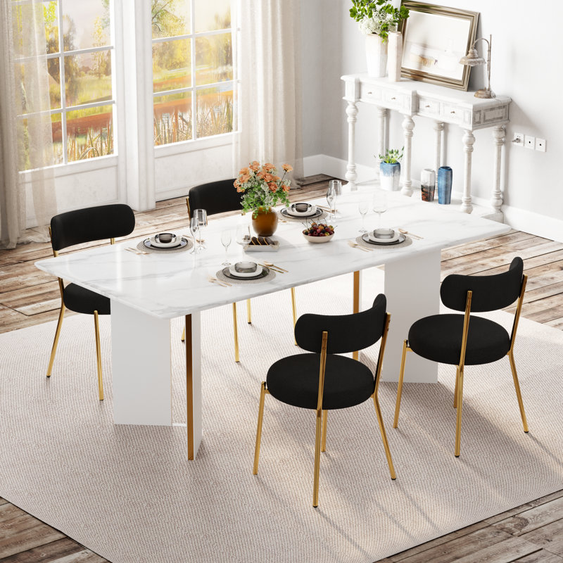 Table de salle à manger 70 po, Or blanc