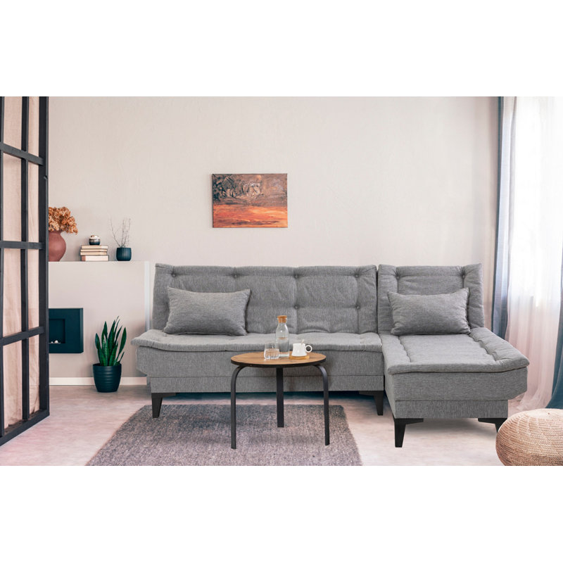 Canapé modulaire d'angle rembourré 88,6 po Sky, 100 % lin gris