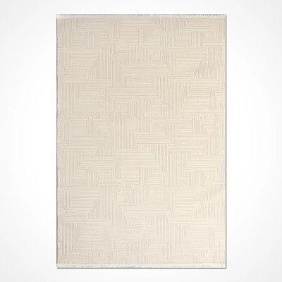 Avangarde Cream Modern Polyester Area Rug Stain Resistant Easy to Clean