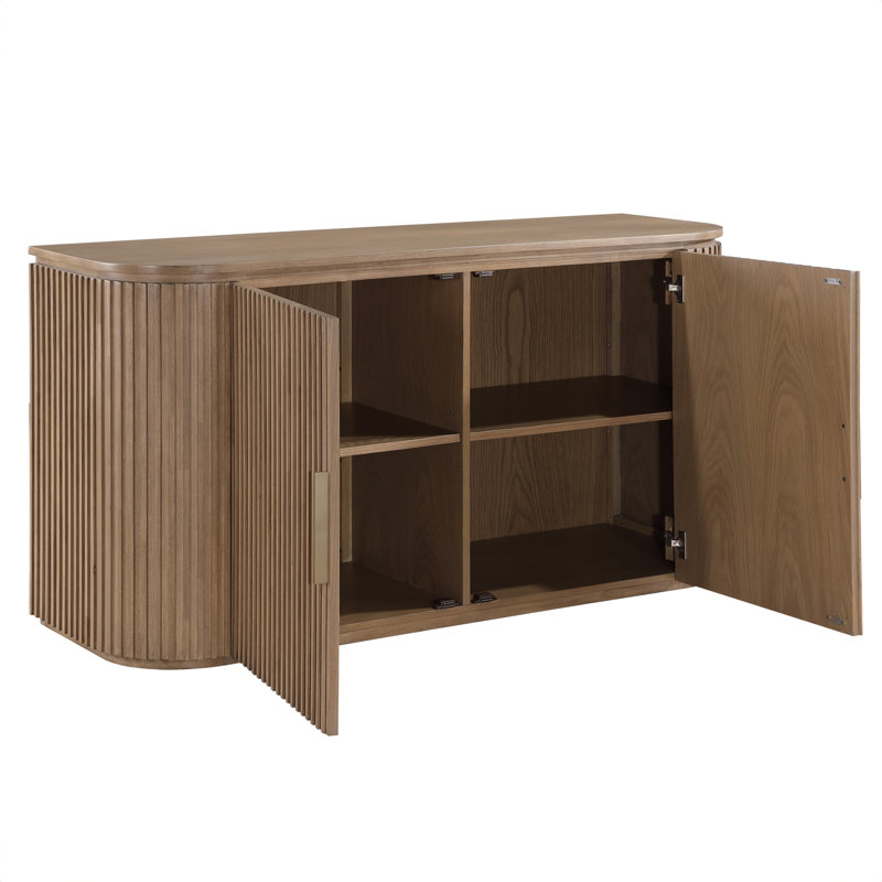 Barry 60'' Wide Oak Wood Sideboard, Storage Server, Brown