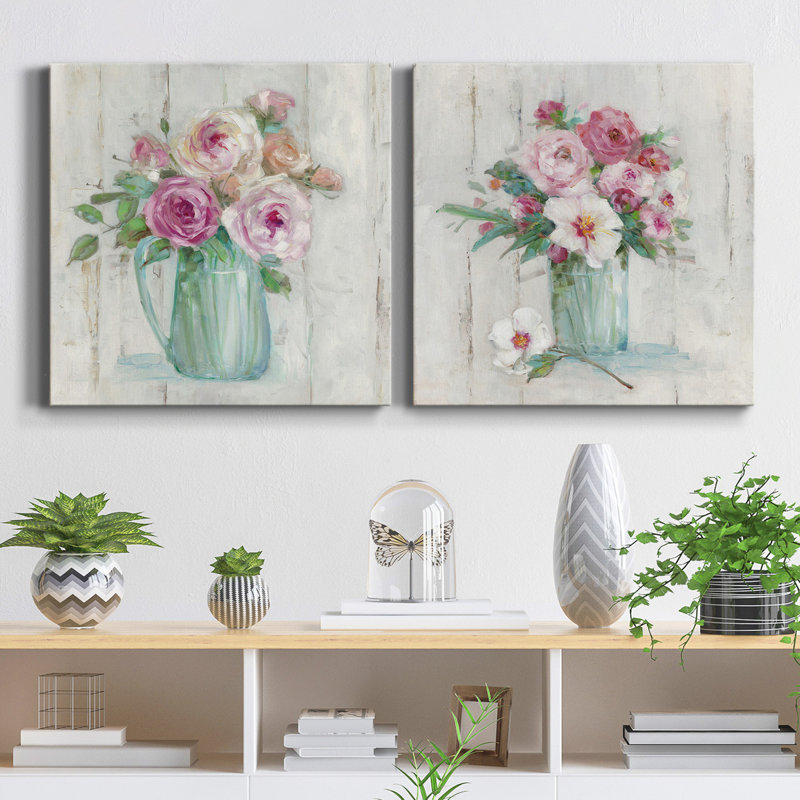 «Cottage Sweet Bouquet I», ensemble de 2 reproductions d'art sur toile tendue, H 10 po x l 10 po x P 1 po