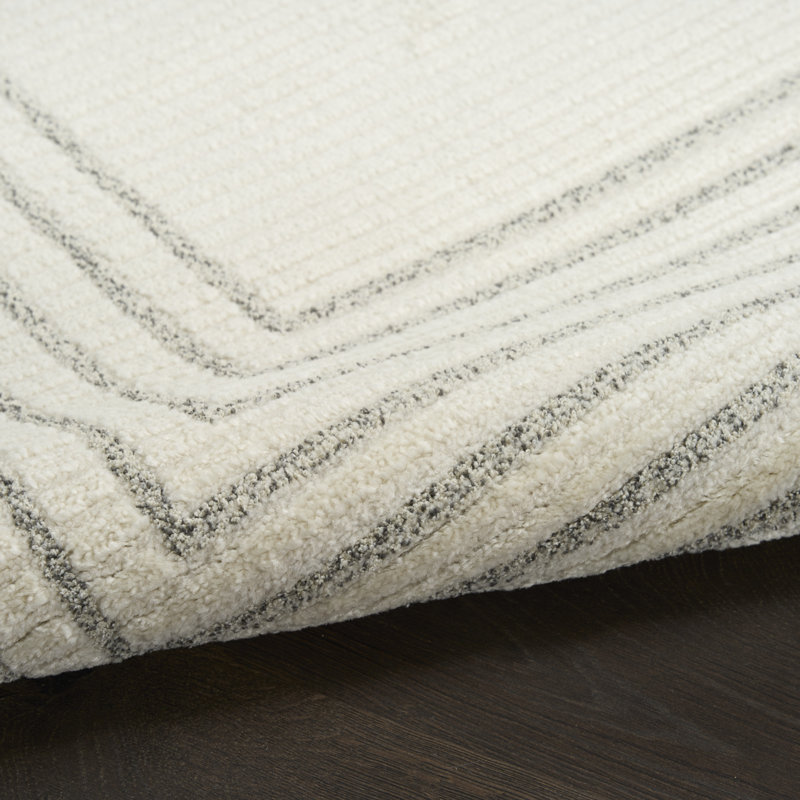 Ebern Designs Bonnert Ivory Grey Modern Indoor Rug, Rectangle 7'10" x 9'10"