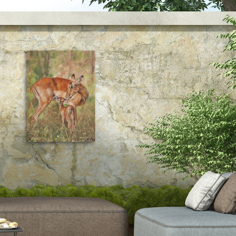 David Stribbling Impala And Young Outdoor  Canvas, 35" H x 47" W