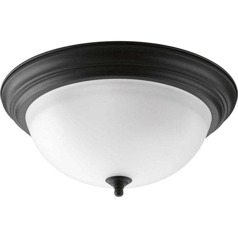 Plafonnier encastré 3 lumières 15,25 po avec verre albâtre noir 15,25 po