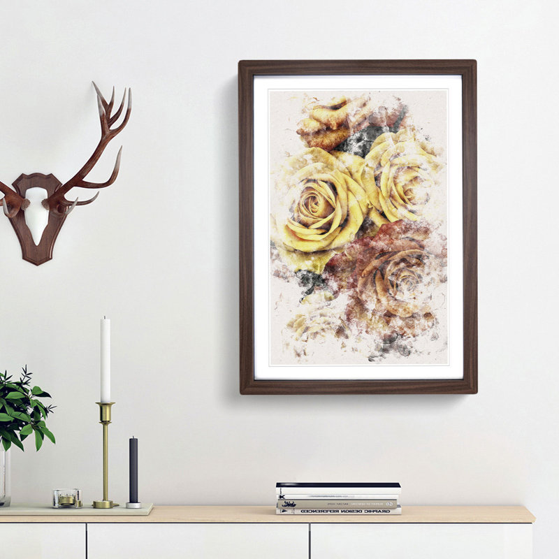 View of the Roses - Picture Frame Graphic Art, 45cm H x 33cm W x 2cm D, Walnut Framed
