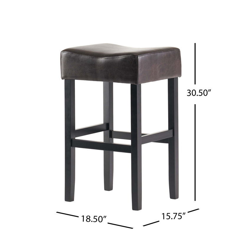 Bonded Leather Backless Bar Stool Set Ideal for Bars, Kitchen Counters and High Tables, Offering Comfort and Style
