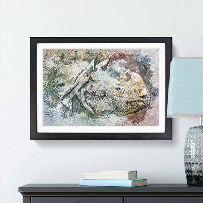 Wild Rhino in Abstract - Framed Print