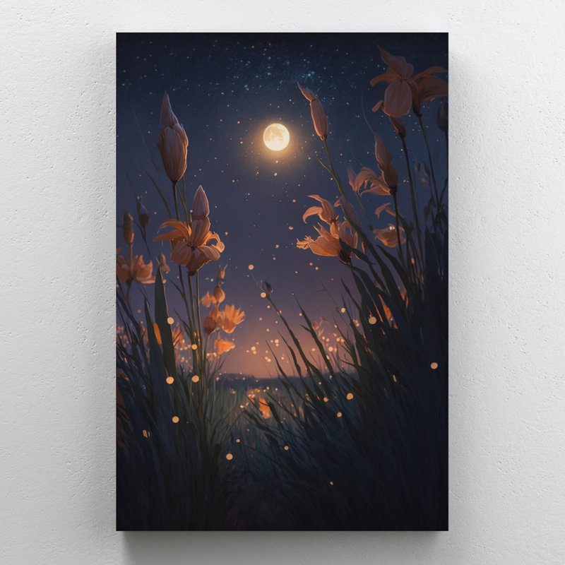 Iris et lucioles sous les étoiles - impression sur toile tendue, H 20 po x l 16 po x P 1,25 po