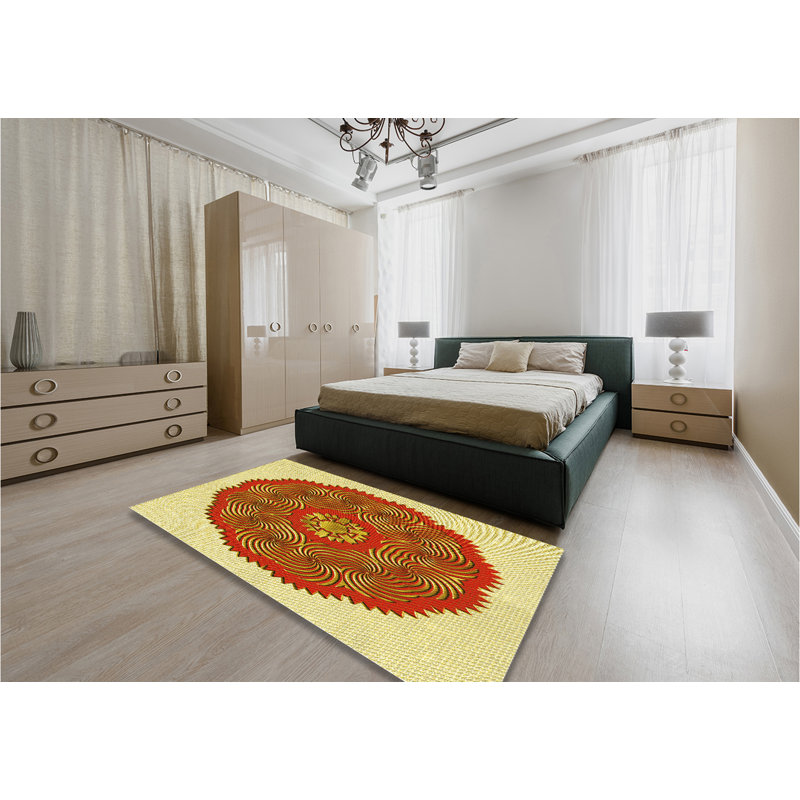 Tapis 100% à motifs lavables à la machine 2989PAT3716YW, Rectangle 6 pi x 9 pi