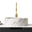 Lavabo vasque rond 14 po avec finition en pierre, lavabo de comptoir moderne pour meuble-lavabo, blanc brillant-123308156