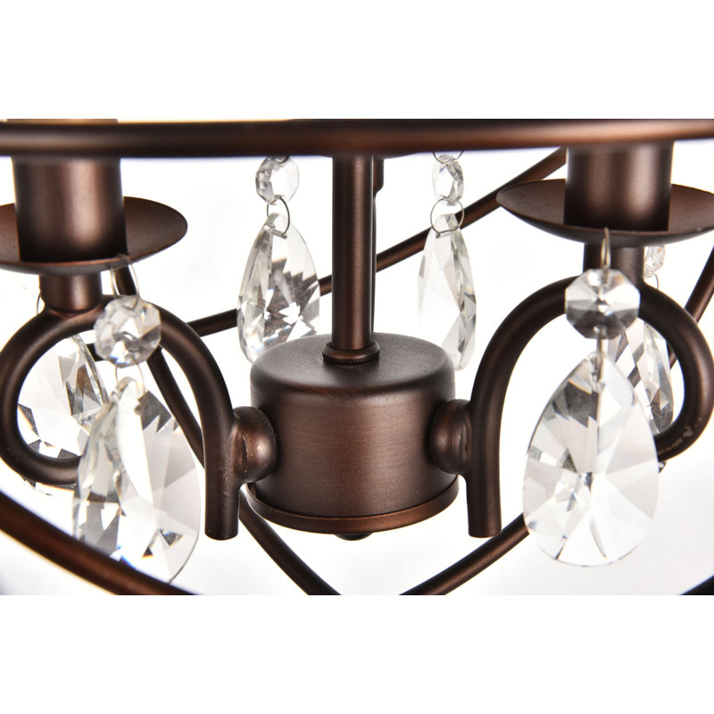 Luminaire suspendu en cristal 12 pouces en cuivre brun, 3 lumières