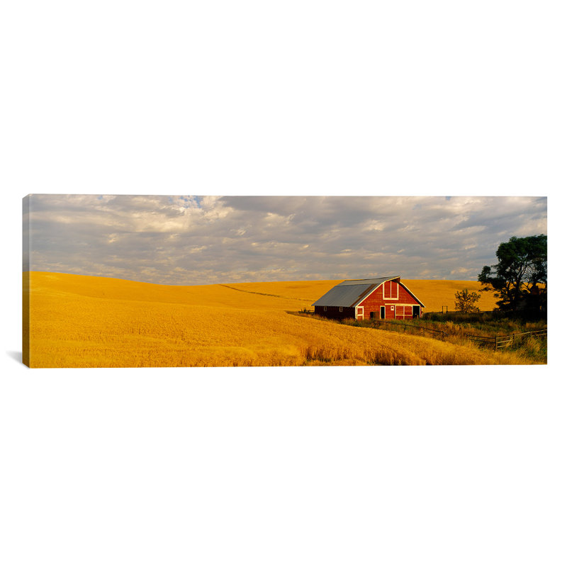 «Panoramic Barn in a Wheat Field in Palouse, Washington», reproduction de photo sur toile, H 20 po x l 60 po x P 1,5 po