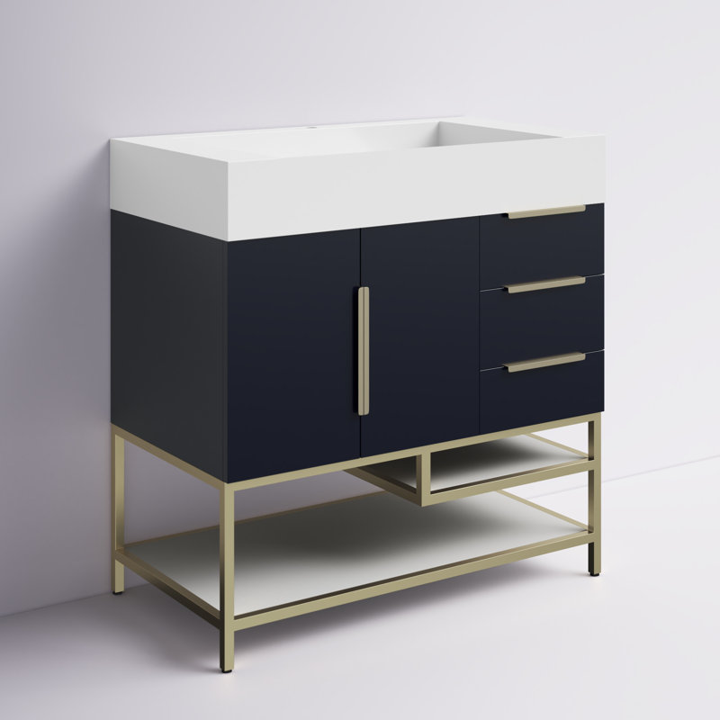 Ensemble de meuble-lavabo simple 36 po Glasgow, Gris, Blanc