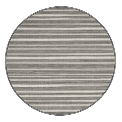 Washable Mist Gray White Striped Area Rug