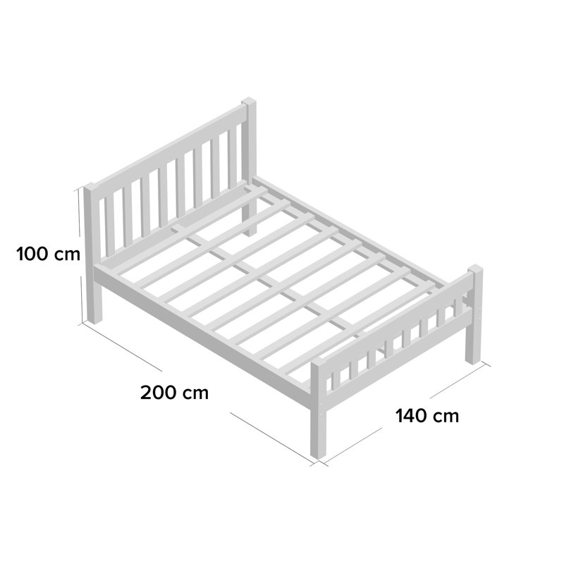 Rochon Solid Wood Bed, Caramel, Double (4'6)