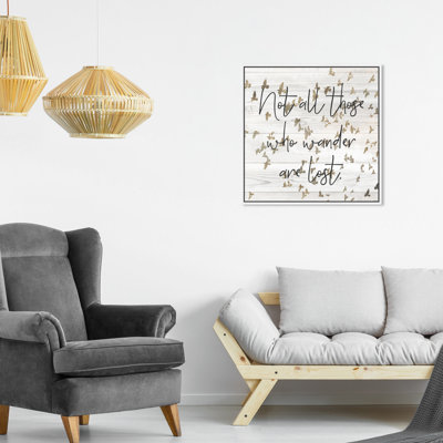 Motivation, citations et dictons «Not All Ceux Who Wander Are Lost Glitter», art textuel sur toile