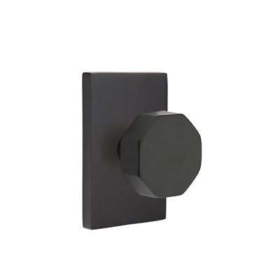 Ensemble de mortaise intérieure Emtek avec rosette rectangulaire moderne et poignée octogonale (droite)