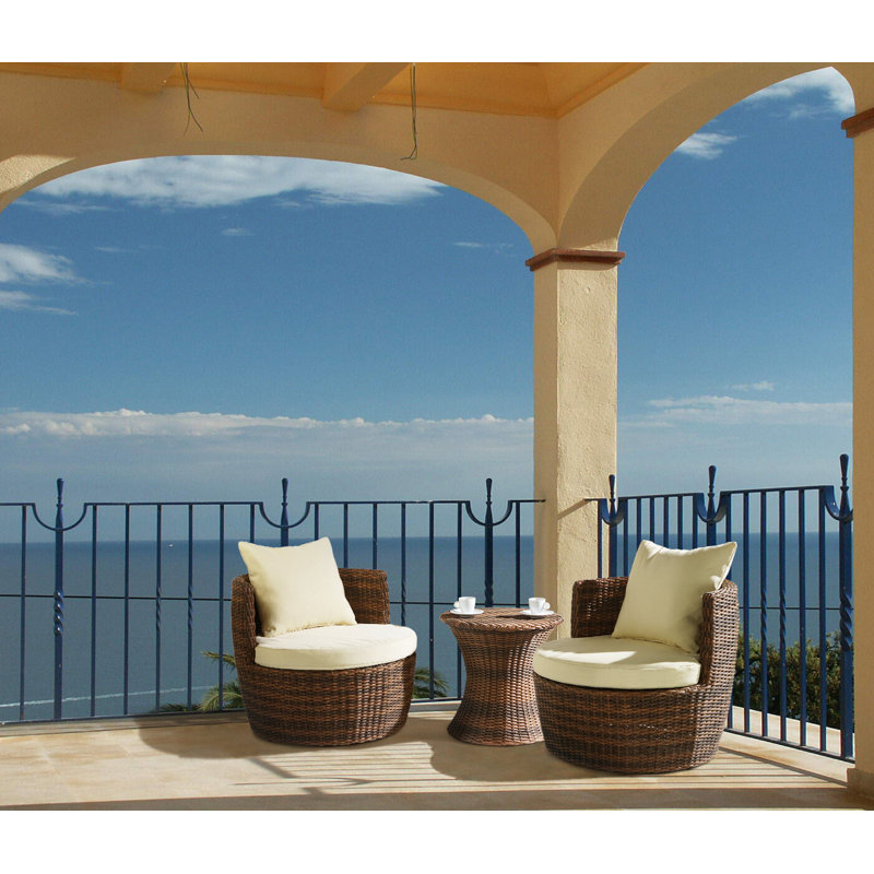 Tidwell 2 - Person Patio Conversation Set, Beige, Gray