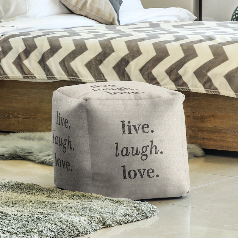 Upholstered Ottoman, White/Black