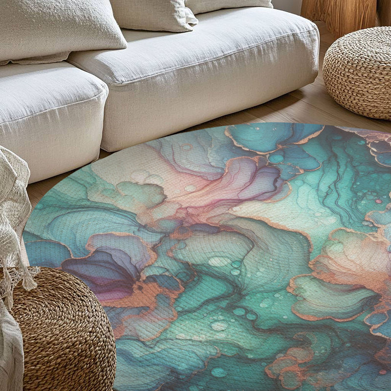Tapis tressé chatoyant irisé, Rond 5 pi