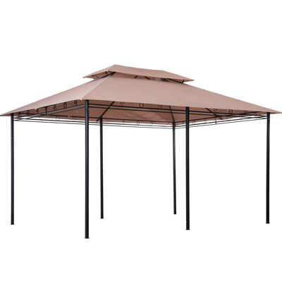 Steel Frame Gazebo 10' X 13', Khaki, For Backyard And Deck Entertainment Khaki Outdoor Construction, Lawn