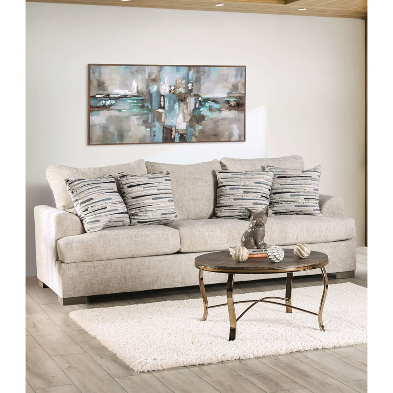 92.4" W Transitional Sofa, Cream, Cream