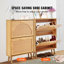 Range-chaussures avec 2 tiroirs rabattables, range-chaussures pour le vestibule, range-chaussures autoportant avec portes en rotin pour talons, bottes, pantoufles dans le couloir, salon