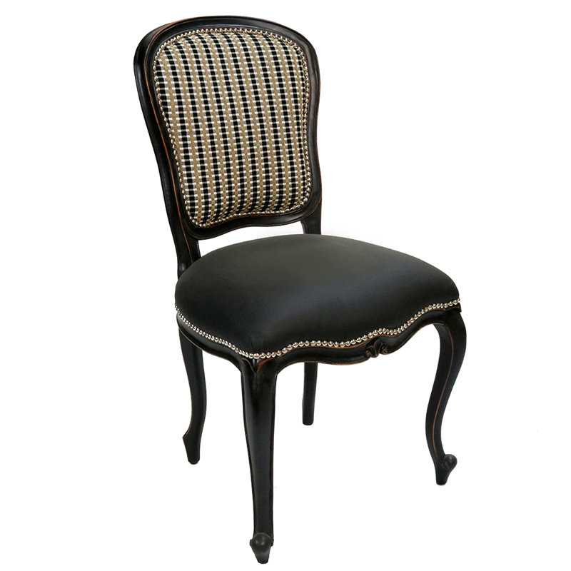 Leandro 21'' H Upholstered Side Chair, Black Checkered