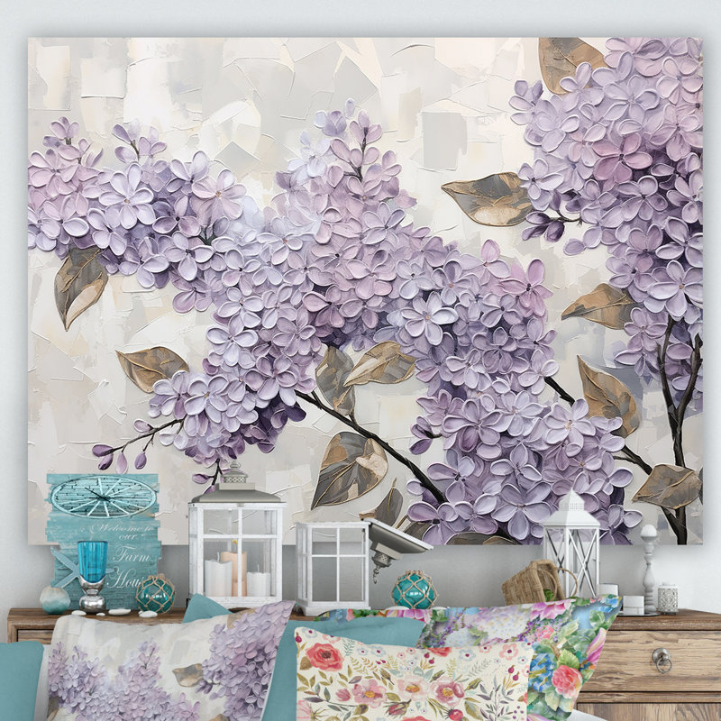«Beautiful Lilac Dreamscape I», art mural lilas, Toile tendue, H 34 po x l 44 po x P 1,5 po