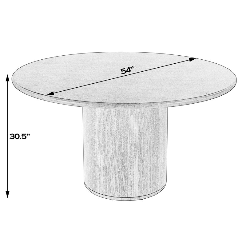Kersten 54 In. W Round Wood Pedestal Dining Table, Coffee Brown