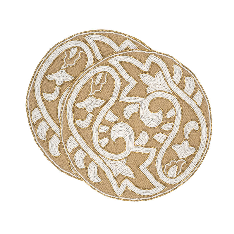 Ensemble de napperons 2 pièces Pisces, Beige / blanc