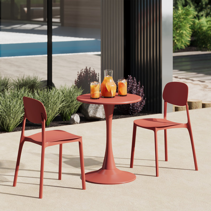 Outdoor Round Dining Set, Red