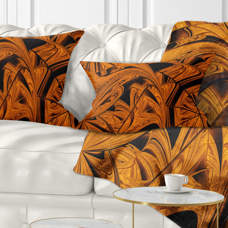  Coussin lombaire abstrait à motif fractal, Brun