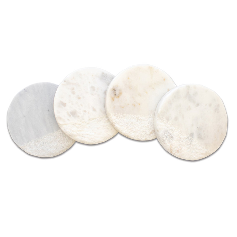White Round Marble Coasters Set of 4