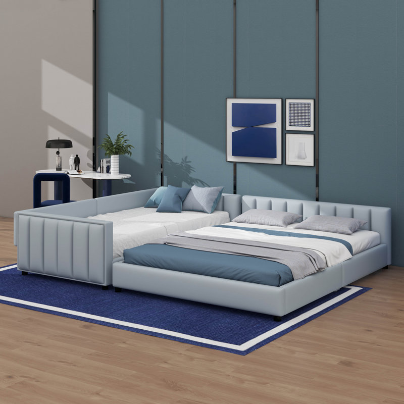 Lit plateforme tapissier disponible en tailles grand et simple TG, Gris