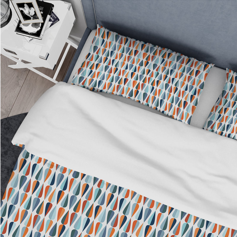 King Blue and Yellow Geometric Microfiber Duvet Cover Set