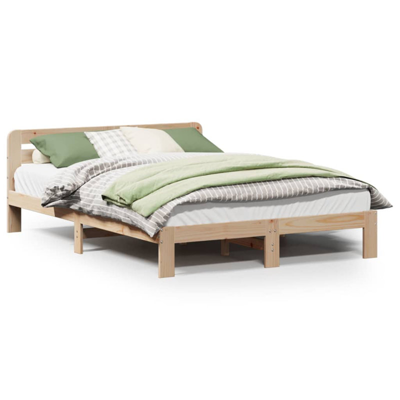 Tremaine Solid Wood Bed, Brown, 65.5cm H x 193.5cm W x 139cm D