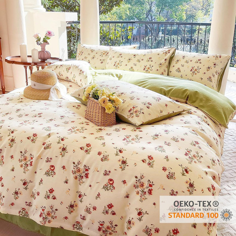 Floral Duvet Cover, Queen Duvet Cover + 2 Standard Pillowcases