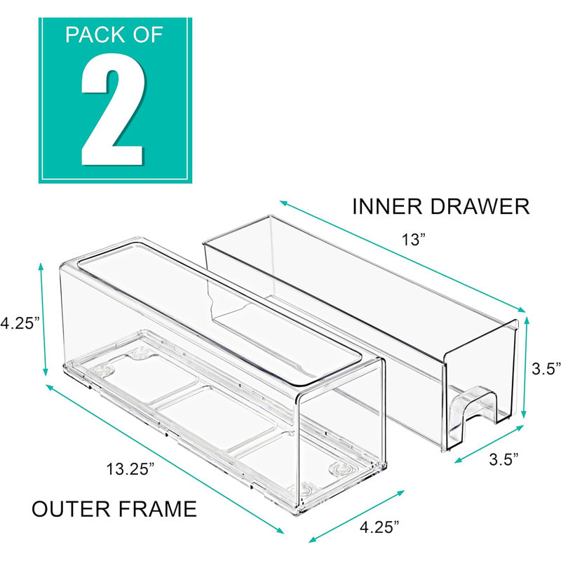  Ensemble de 2 petits tiroirs de rangement et de rangement empilables transparents