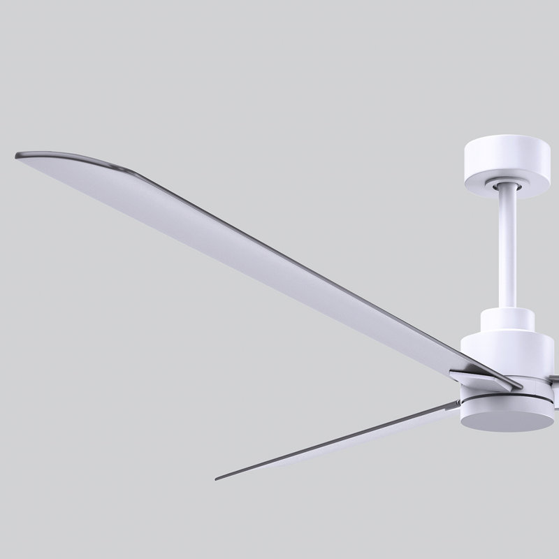 Alessandra Outdoor Downrod Ceiling Fan, Matte White, Brushed Nickel