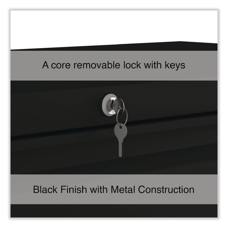 Black Steel 2-Drawer Lockable Lateral File Cabinet