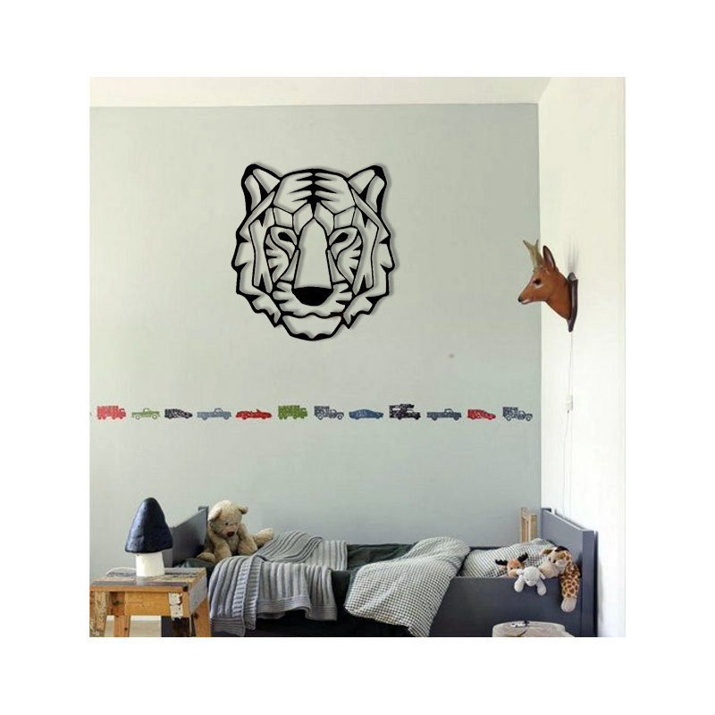 Geometric Tiger Wall Décor, 13" H x 12" W x 0.06" D