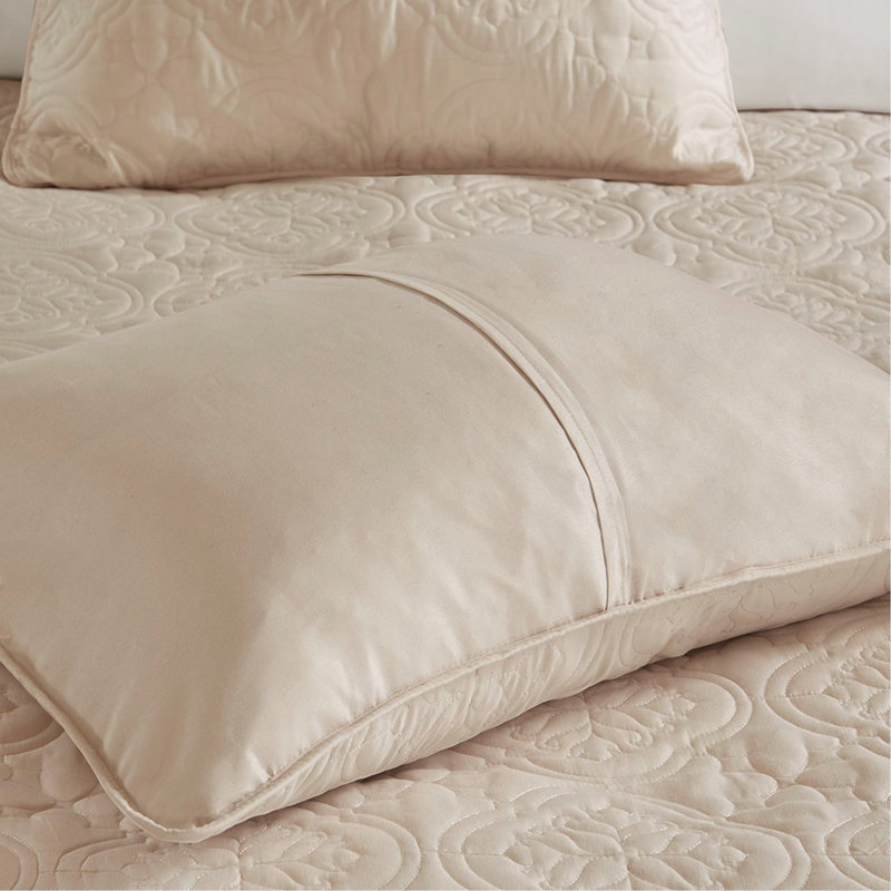 3 Piece Reversible Bedspread Set Khaki Full/Queen, Queen Coverlet/Bedspread + 2 Shams, Khaki